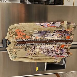 💕CITRON SANTA MONICA💕 Asian Inspired 100% Silk Blouse ~ Green Large NWOT